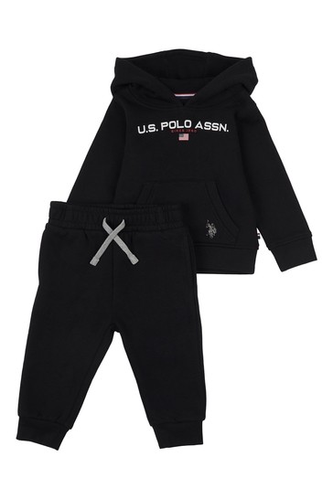 U.S. Polo Assn. Black Sport Over The Head Hoodie And Joggers Set