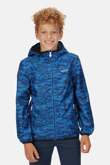 Regatta Blue Printed Lever Waterproof Shell Jacket