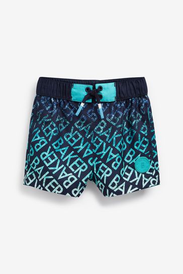 Baker by Ted Baker Navy Blue Ombre Printed Swim Shorts