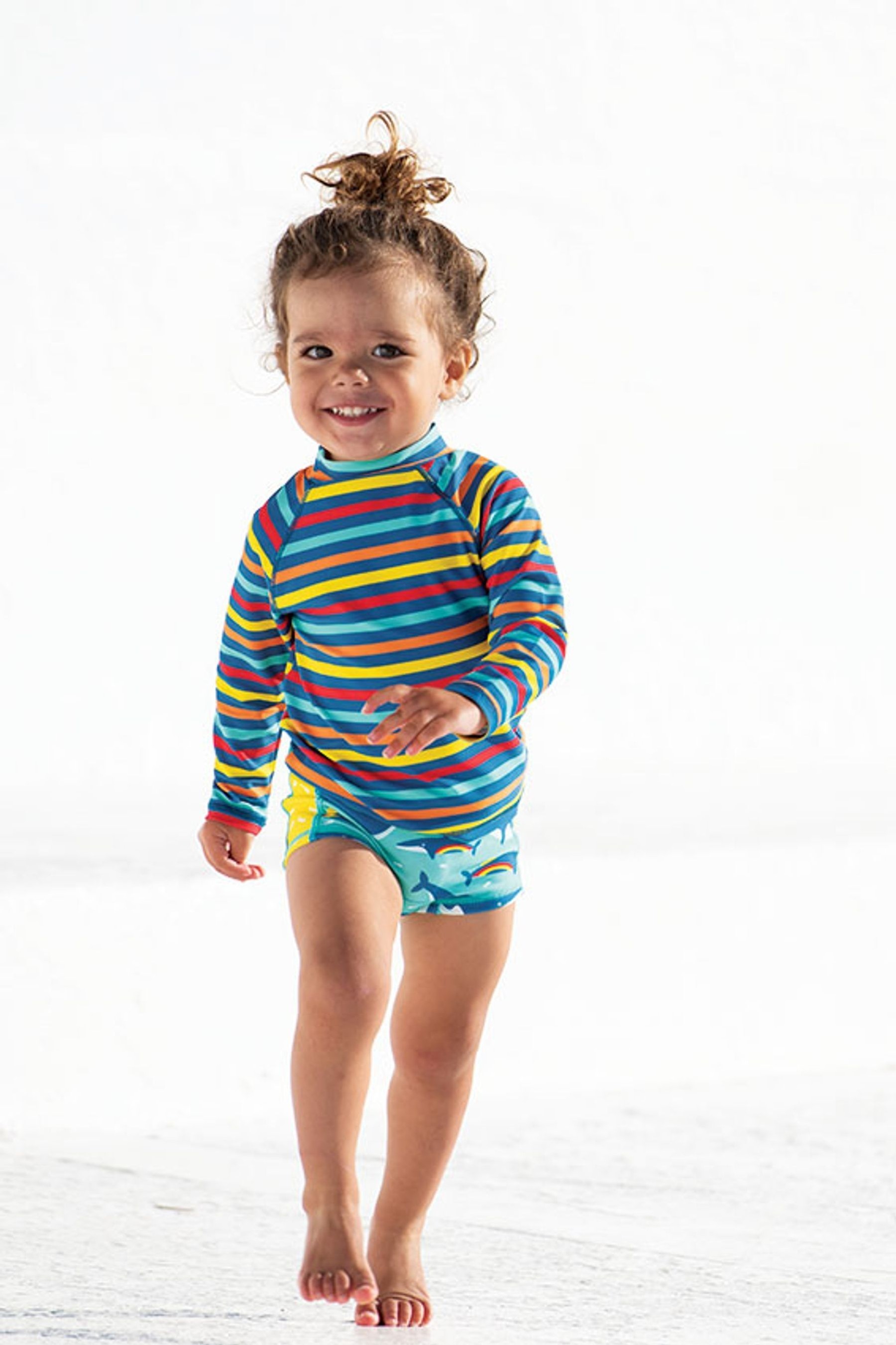 Frugi UPF 50+ Blue Rainbow Whales Trunks