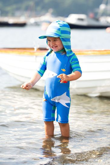 Frugi Blue Shark UPF 50+ Recycled Little Sunsafe Suit