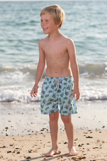 Trotters London Boys Blue Turtle Swimshorts