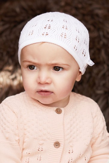 The Little Tailor White Cotton Knitted Hat