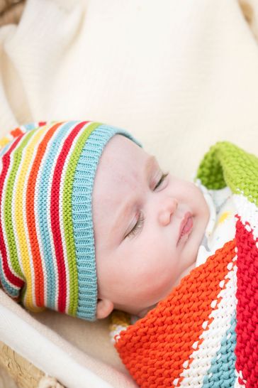 Frugi Natural Organic Cotton Knitted Hat Rainbow Stripe