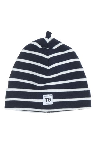 Polarn O. Pyret Blue Organic Cotton Striped Hat