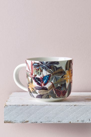 Kew Gardens Midnight Floral White Mug