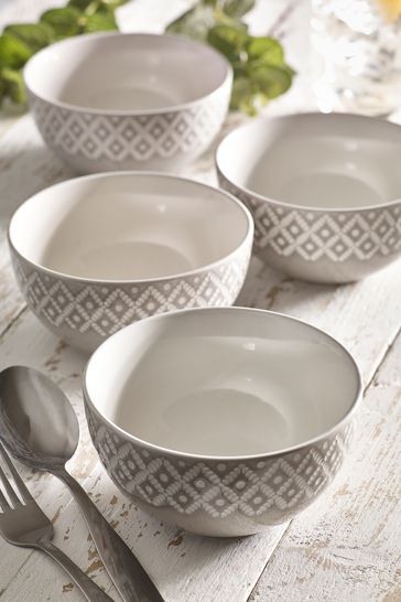 Geo Embossed Set of 4 Bowls