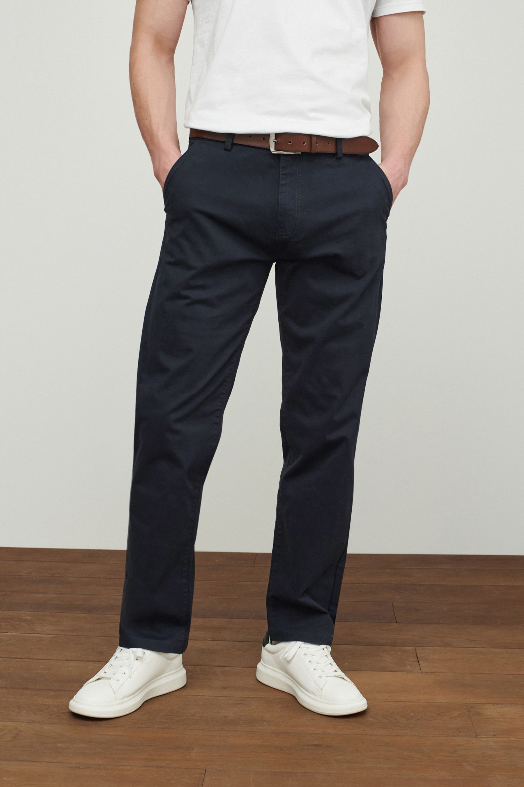 Belted Soft Touch Chino Trousers Straight Fit