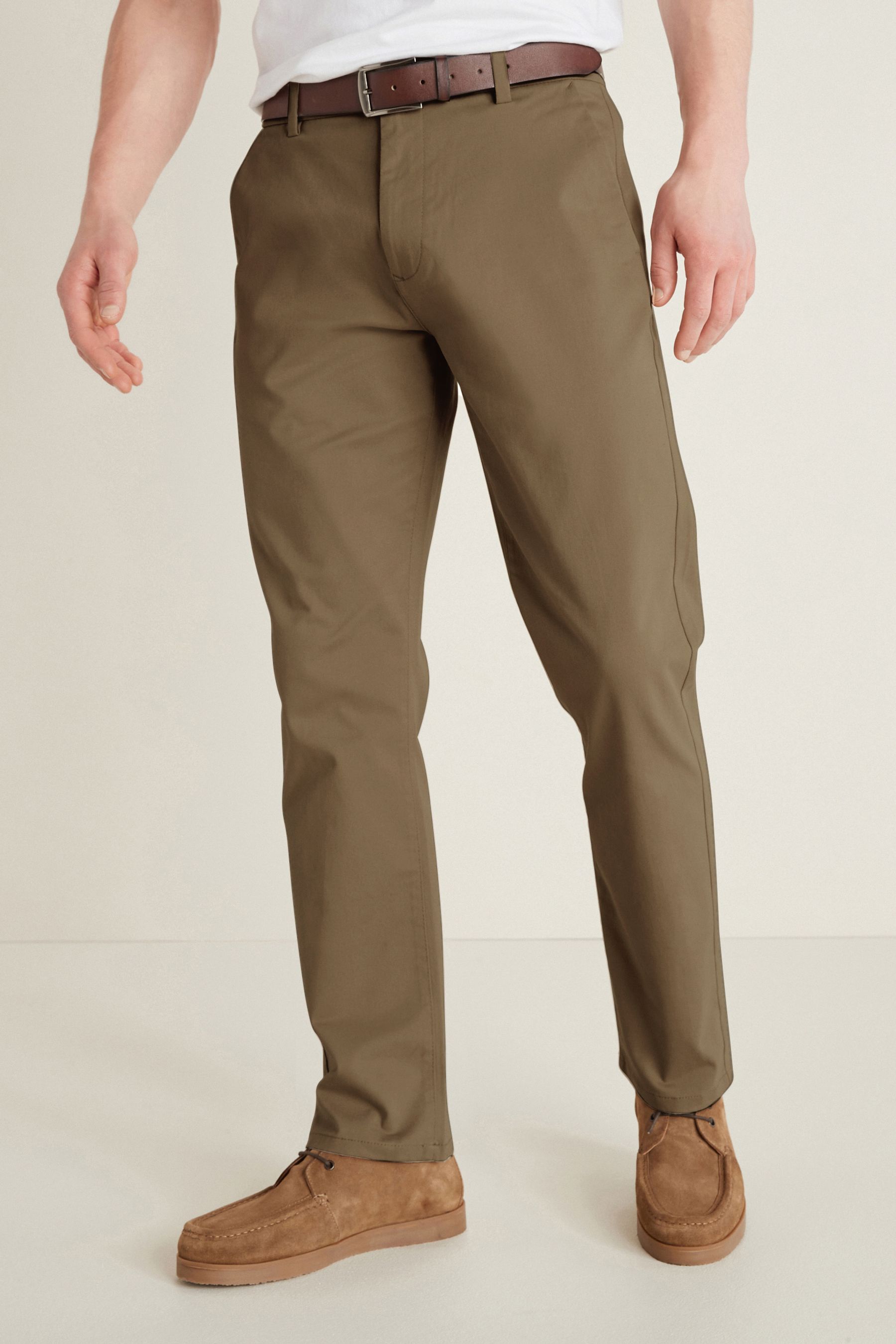 Belted Soft Touch Chino Trousers Slim Fit