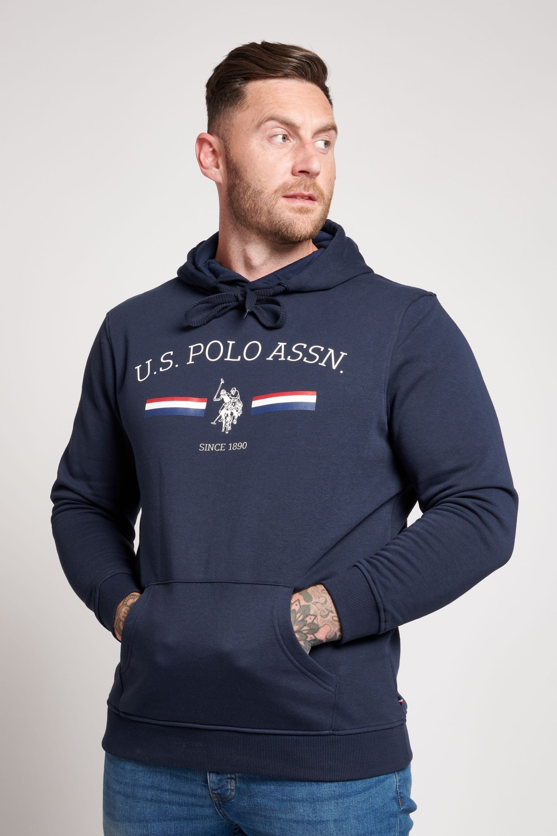 U.S. Polo Assn. Blue Stripe Rider Overhead Hoodie