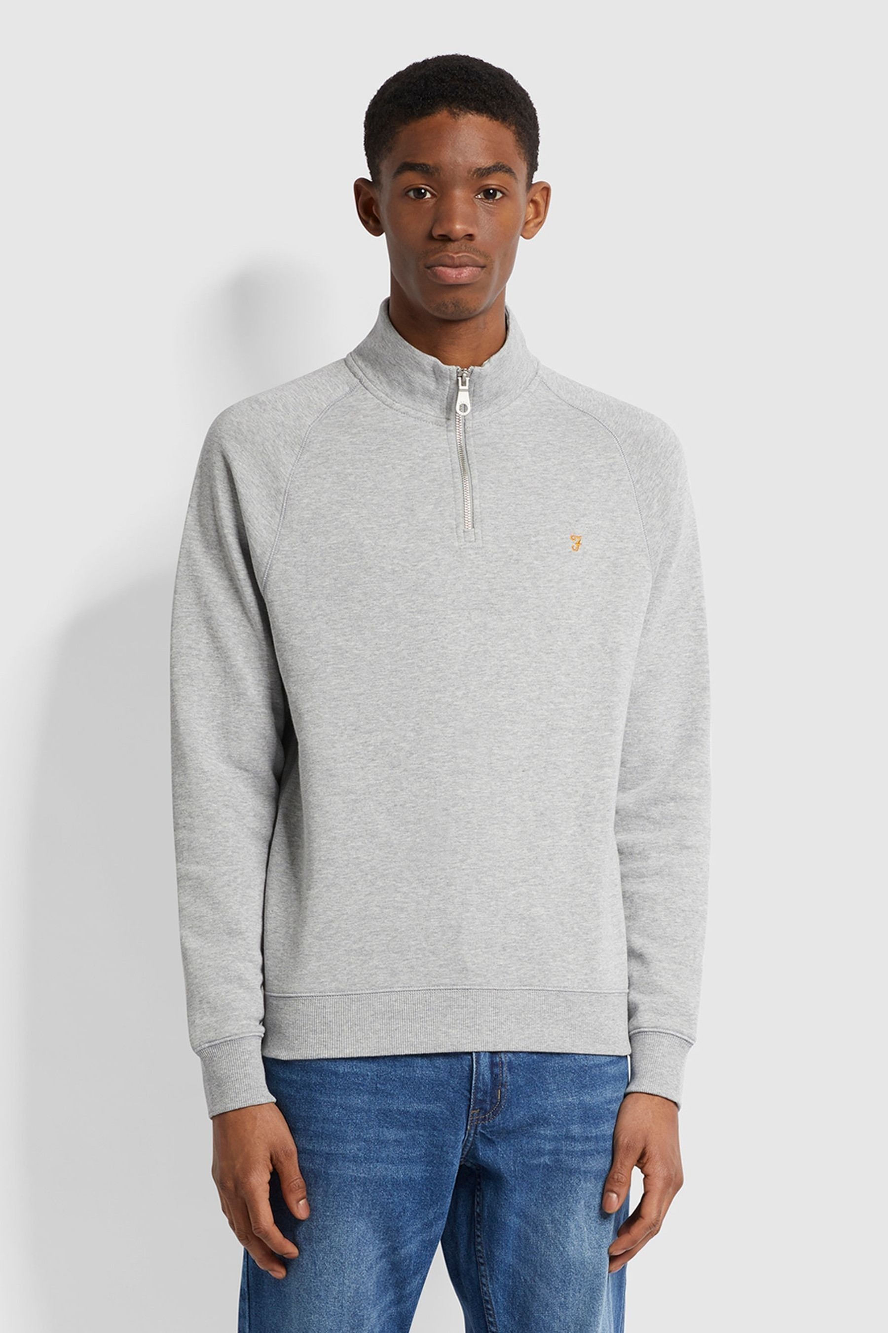 Farah Grey Jim 1/4 Zip Sweatshirt