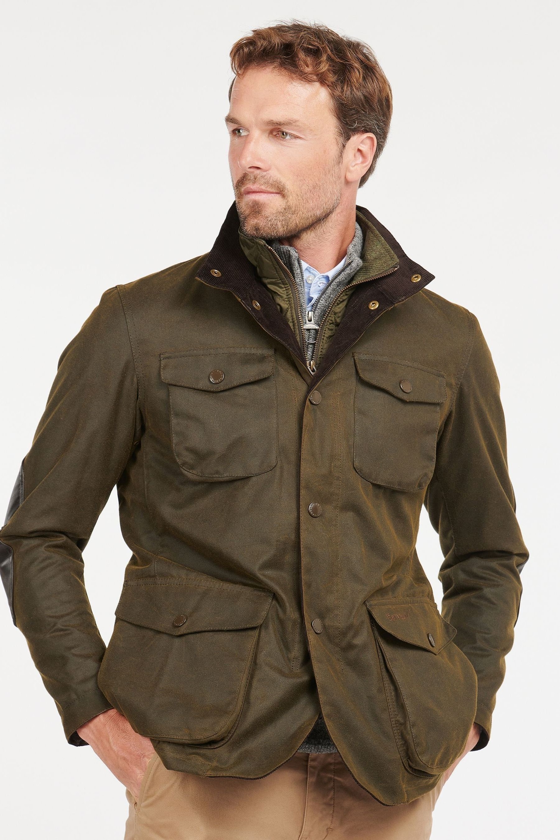 جاكيت شمع Ogston أخضر زيتوني من Barbour