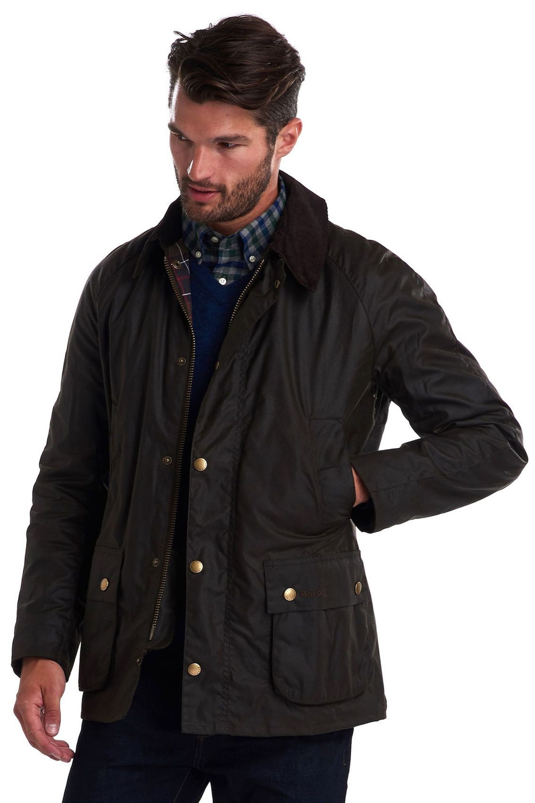 جاكيت مشمع أزرق كحلي وأخضر كاكي من Barbour