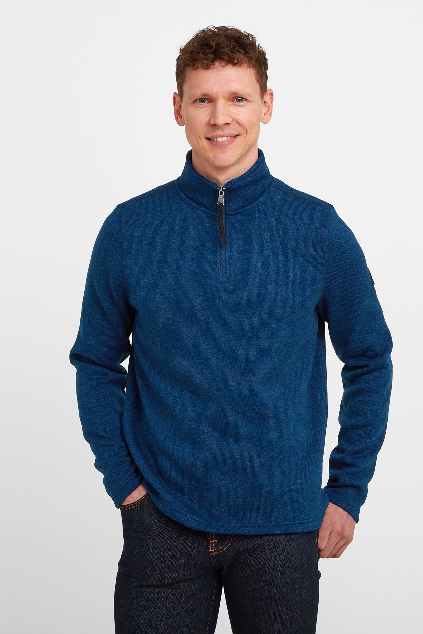 Tog24 Blue Pearson Mens Knitlook Fleece