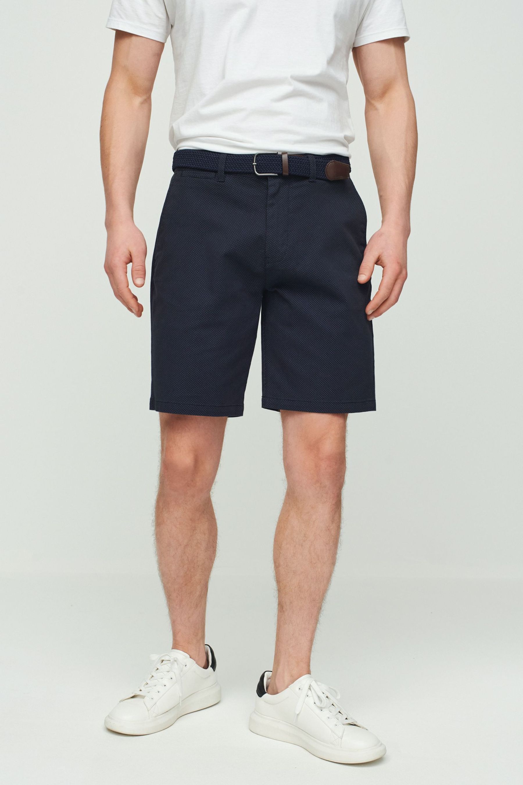 Belted Chino Shorts With Stretch