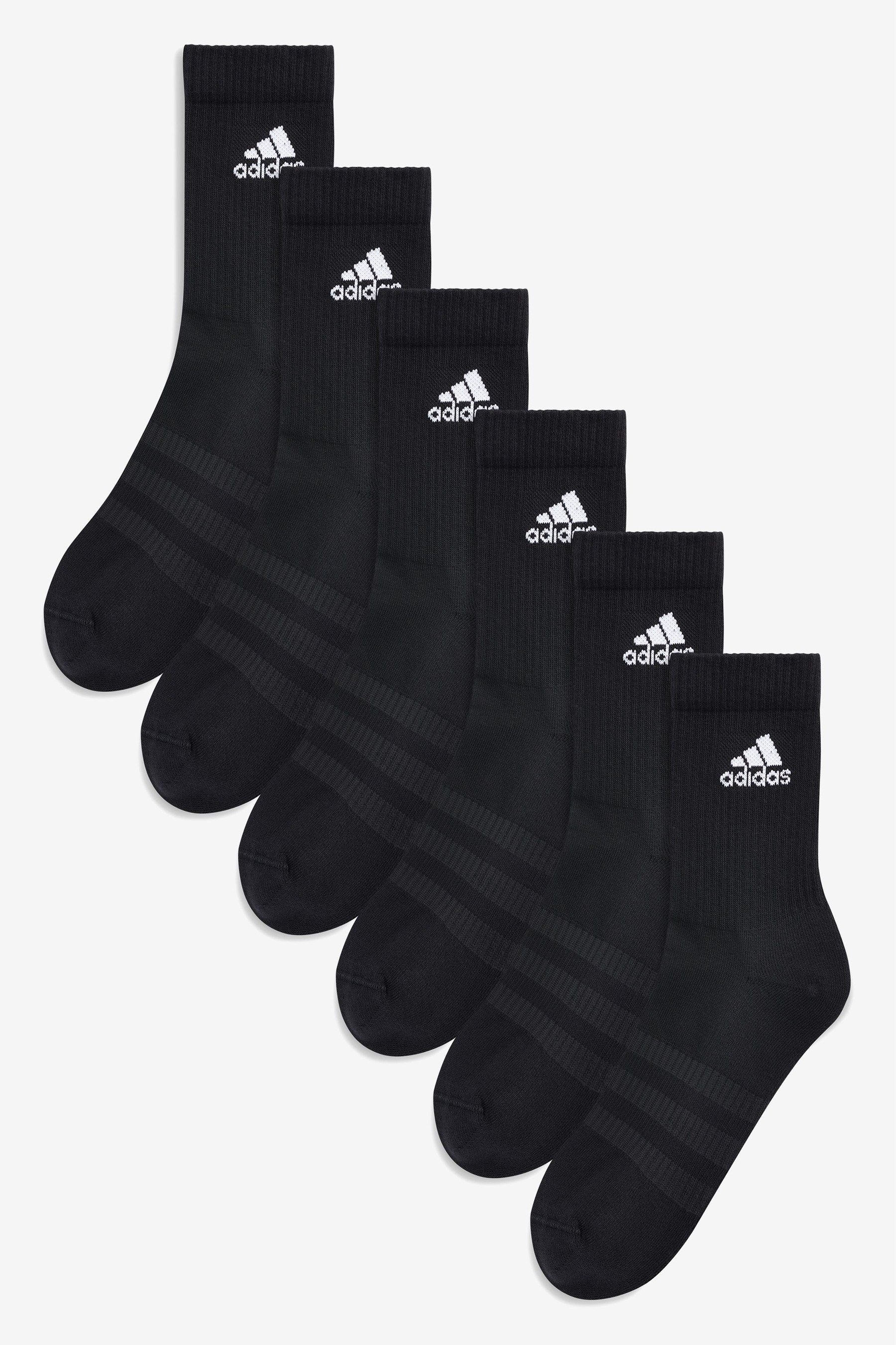 adidas Adult Black Crew Socks Six Pack