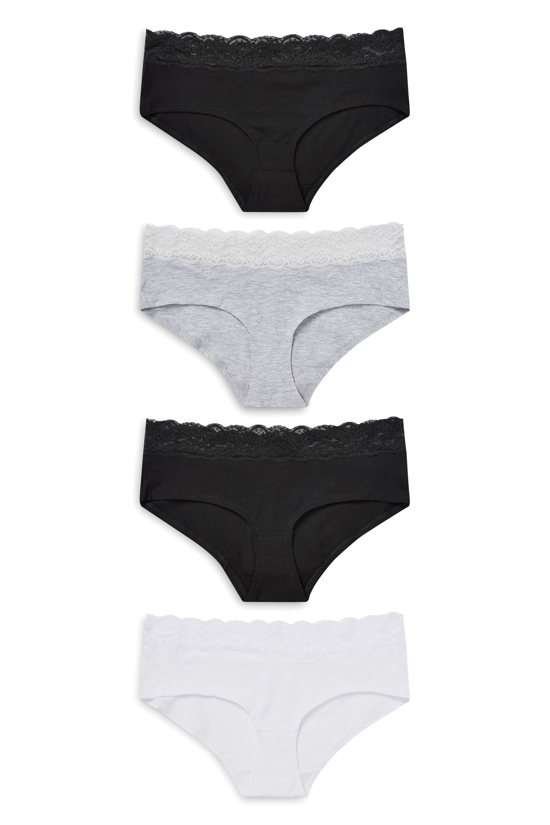 Lace Trim Cotton Blend Knickers 4 Pack Short