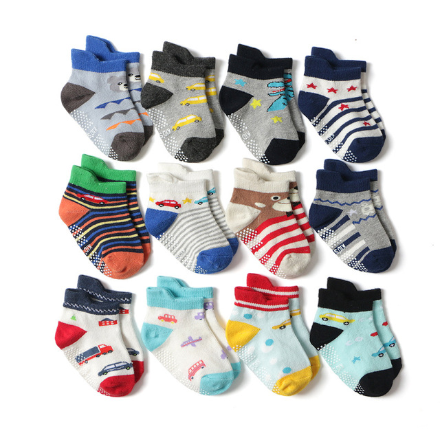 12 pairs/lot early childhood socks cotton floor socks boy gril baby short socks non-slip 1-5 years