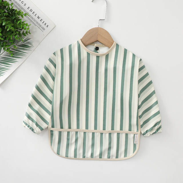 Easy to Wear Long Sleeve Baby Bib Baby Soft PU Bibs Painting Waterproof Meals Protection Washable Easy Clean Smock for Babies