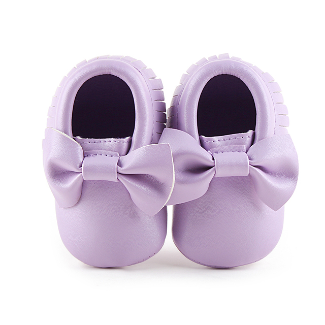 Newborn Baby Shoes Infant Boys Girl First Walker PU Sole Princess Bowknot Fringe Toddler Baby Crib Shoes Casual Moccasins