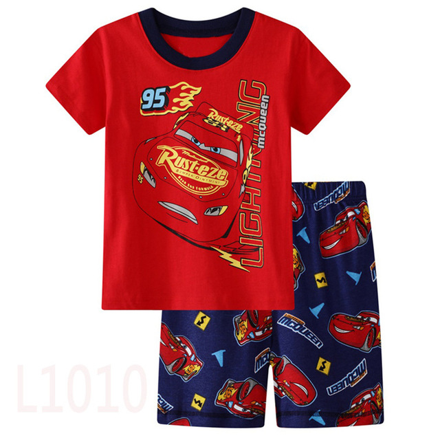 Children's short-sleeved cotton pajamas summer clothes children's sleepwear cartoon T-shirt spiderman