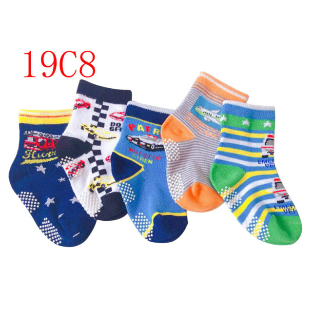 5 Pairs Non-slip Cute Cartoon Children Socks Spring Autumn Cotton Warm Breathable Boys Girls Absorb Sweat Sock for 0-8 Years