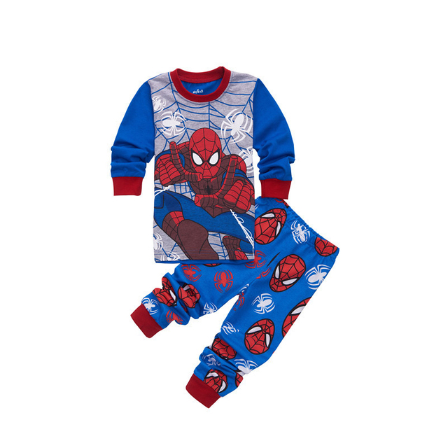 New Spring Autumn Children's Clothing Sets Boys Sleepwear Kids Clothes Spider Pajamas Set Baby Girls Cotton Cartoon Cars Pajamas