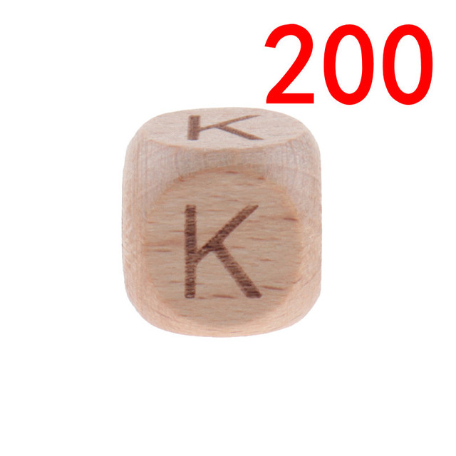 200pcs 12mm Beech Wooden Beads For Baby Wood Letters Bead Baby Teether Diy Beads With Silicone Teether Letters Alphabet