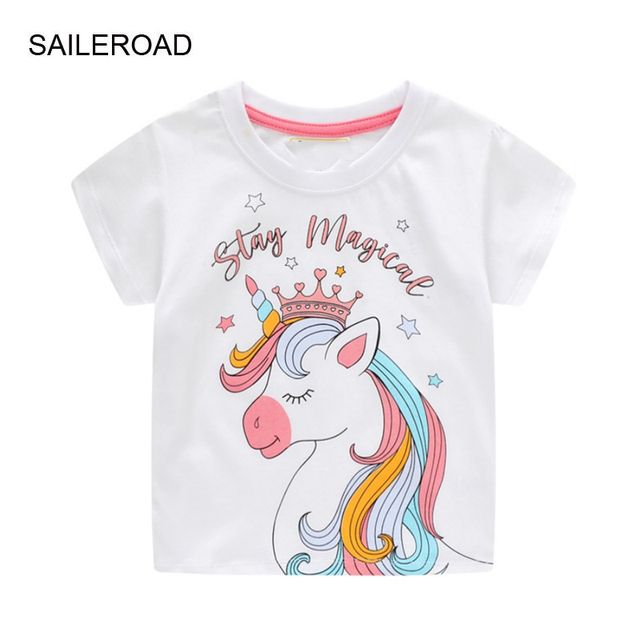 Seieroad Baby Girls 2-7 Years Animation Short Sleeve Cotton T-Shirt For Boys T Shirt Tops