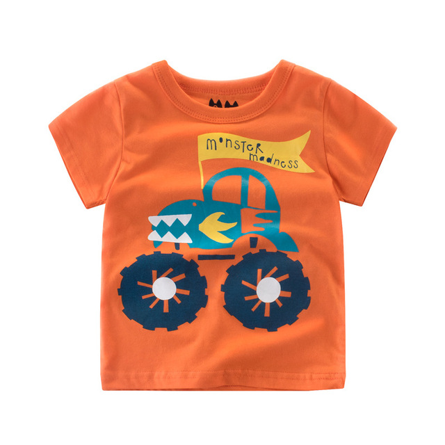 2-8 years old children's summer T-shirt, children's clothing, short-sleeved T-shirt, cartoon car T-shirt, children's cotton T-shirt