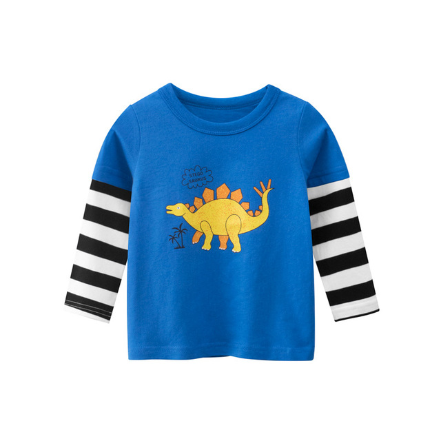 2022 New Kids Solid Cotton Long Sleeve T-shirt Tops Boys Girls Cute Animal Print Tees 2 3 4 5 6 7 8 Years Children Tops