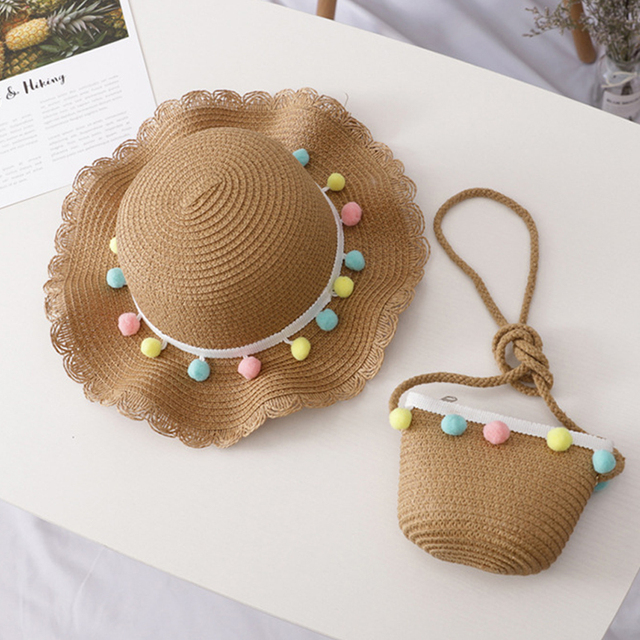 Bear Learner Kids Girls Hats 2022 New Fashion Summer Lace Flowers Caps Breathable Elegant Straw Hat Sunhat Lovely Baby Bonnet