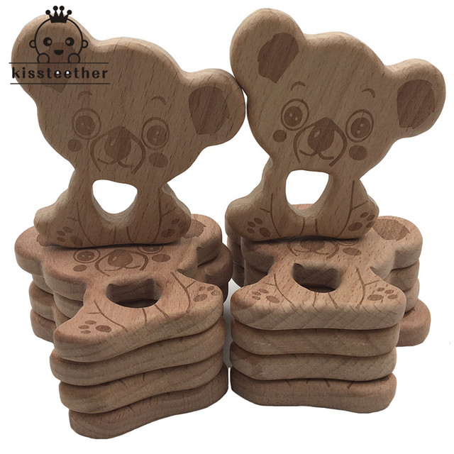 10pcs Safe Kara Teething Baby Cute Teether Antlers Design Wooden Ring Animal Shape Handmade Toy Wooden Teether - Giraffe Teether