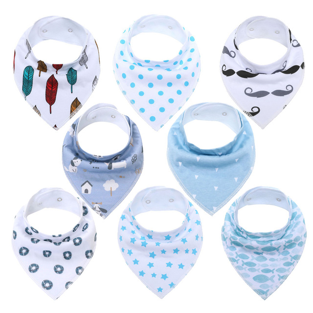 8pcs Baby Bibs Baby Saliva Bobble Bibs Unisex Bibs Set for Drooling and Teething 100% Organic Cotton Newborn Absorbent Soft Bibs