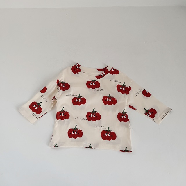 2022 New Cute Apple Print T-Shirt Boys Girls Long Sleeve Coton Spring Tops Outfits