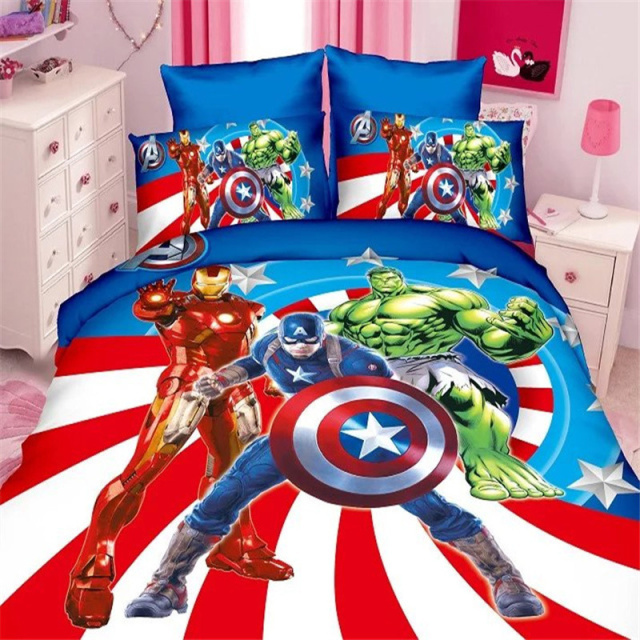 Disney Kids New Captain America The Avengers Spiderman Baby Bedding Set Twin Single Duvet Cover Pillowcase For Boys Children Gift