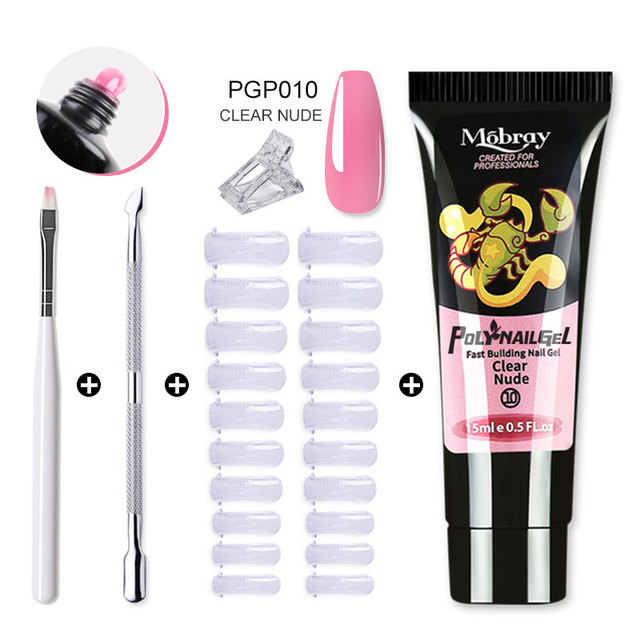 Poly Extension Gel Set 5/2pcs Acrylic Gel Kit Clear Camouflage Color Nail Tip Shape Crystal UV Gel Slice Brush Nail Art Tools