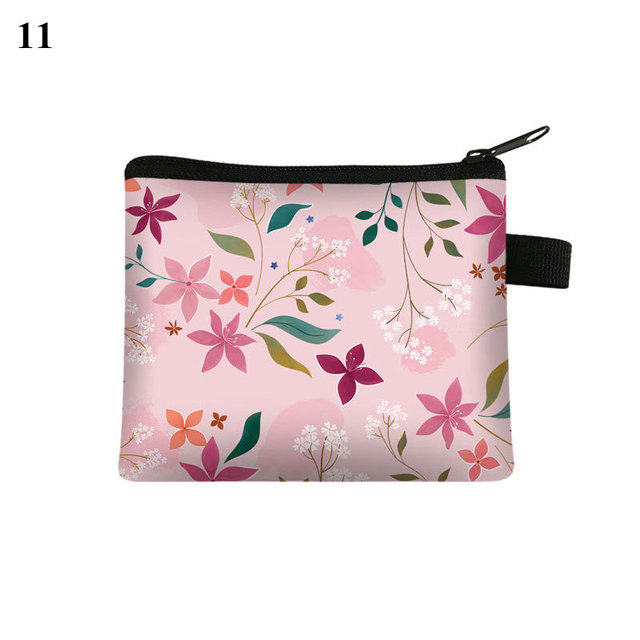 Fashion Brand Wallet Women Lovely Bowknot Flower Print Small Coin Bag Wallet Canvas Zipper Female Coin Purse Purse Earphone