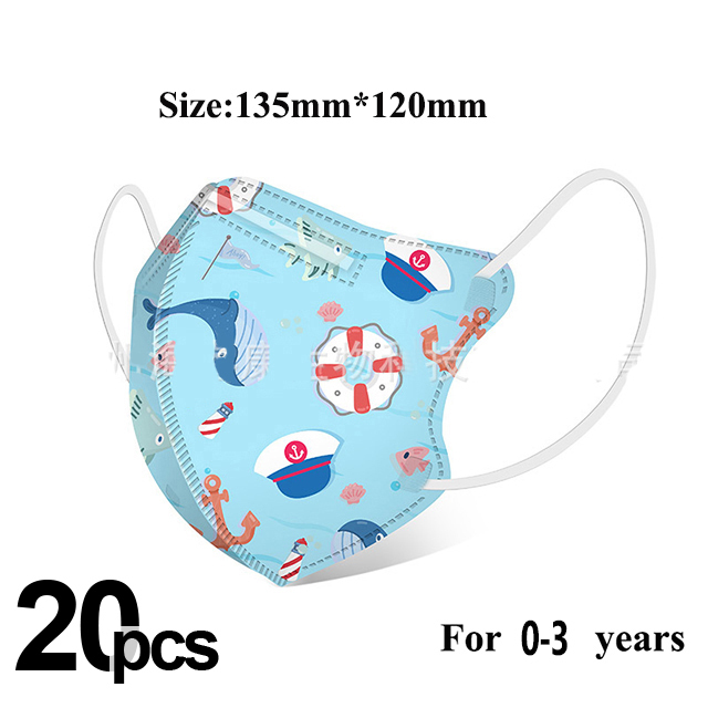 Kids KN95 Mask Girls Boys Children Face Masks Anti-Dust 0-3 Years Old Baby 4 Layers Fabric 3D Cartoon Baby Face Mouth Mask ffp2fan