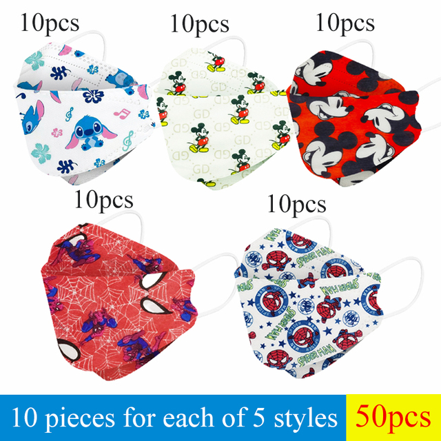 Disney Children Cartoon KN95 Face Mask 4 Layers Dust-proof Reusable Boys Girls Multicolor Collocation Printing FFP2 Mascarillas