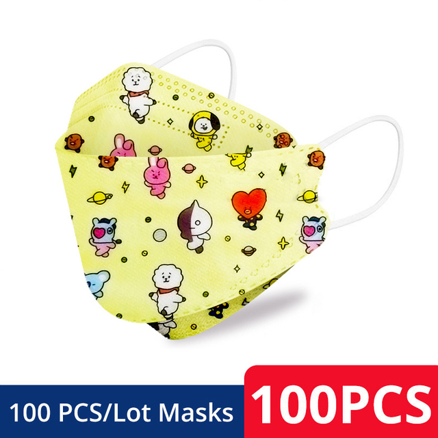 50-200pcs FPP2 Children's Mask KN95 Cartoon Face Mask Reusable Dustproof Breathable Protective For Boys Girl 4-12 Years Mascarilla