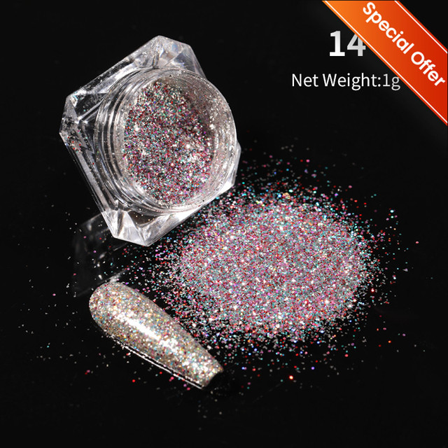 1 Box Nail Chips Sequins Paillette Crystal Nail Glitter Shining Pigment Dust Powder Nail Decoration Manicure Holographic Power