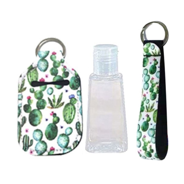 Portable 1oz Refillable Empty Travel Bottles With Keychain Holder Wristlet Set Keychain Bottle Container With Flip Caps