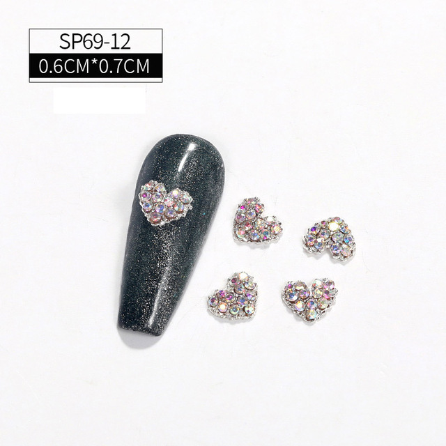 LEAMX 10pcs/bag Clear Rhinestones Nails Art Decorations Beautiful Girls Nail DIY 3D Gems Alloy Nail Diamond Charms Supply L413