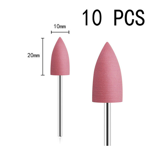 10pcs/set Silicone Rubber Polisher Grinding Head 2.35mm Shank Nail Bits Nail Electric Manicure Drill Machine Accessory