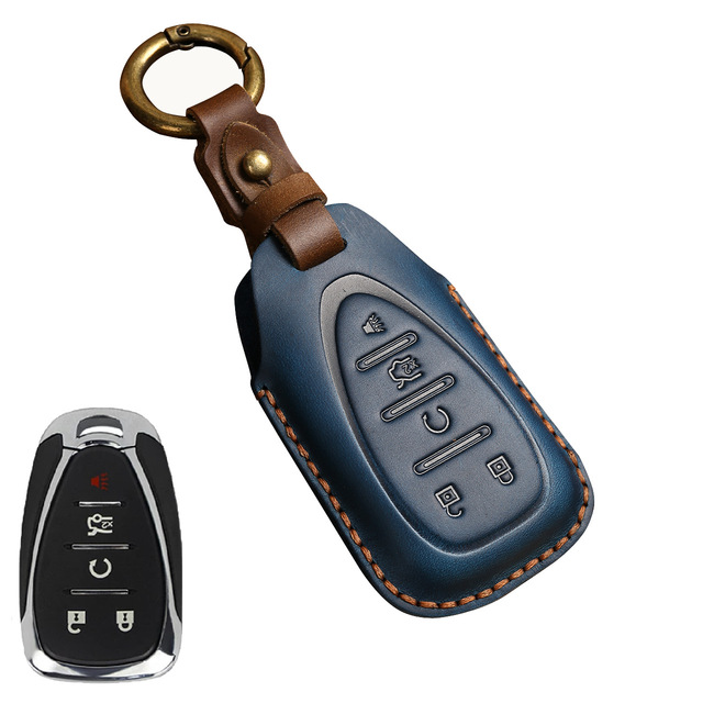 Luxury Leather Car Key Case Cover Fob Protector Keychain Holder For Chevy Chevrolet 2021 JM Trax Crvalier Cruze Malibu Keyring