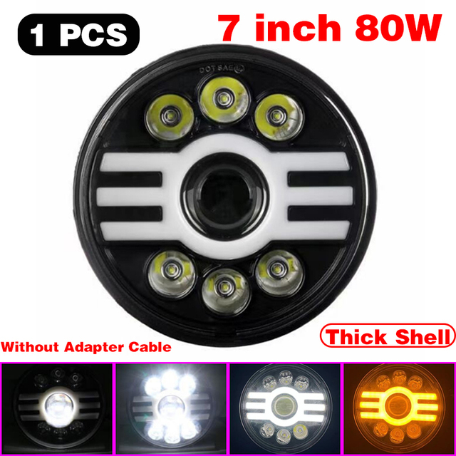 45W/60W/75W/80W/90W Car Led 7 Inch Car Accessories Angel Eyes H4 Led Headlight For Lada Niva 4X4 Uaz Hunter Hummer