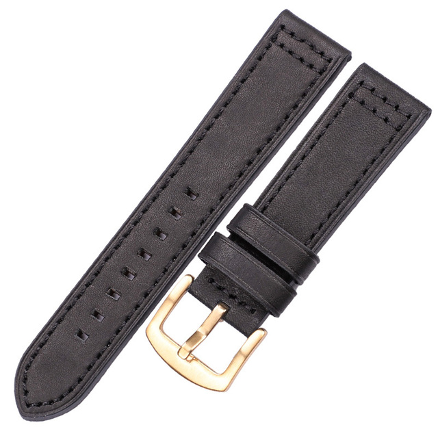 HENGRC Genuine Leather Watches Bracelet Black Blue Gray Brown Cowhide Watch Strap for Women Men 18 20mm 22mm 24mm Wrist Band