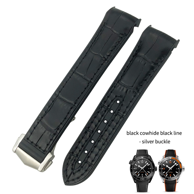 19mm 20mm 21mm 22mm Rubber Leather Watchband Fit For Omega Planet Ocean Seamaster Diver 300 Silicone Nylon Sports Watch Strap