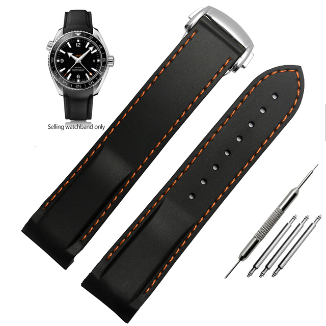 20mm 22mm Curved End Rubber Silicone Watch Bands For Omega Seamaster 300 Speedmaster Strap Brand Watchband Blue Black Orange